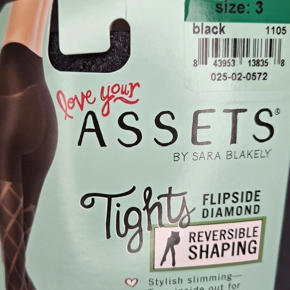 Spanx Love Your Assets Reversible Shaping Tights - Flipside Diamond Size 3 Black